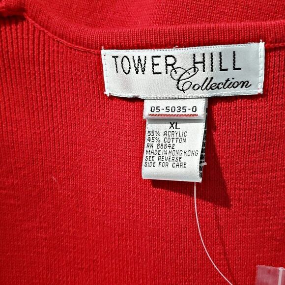 Tower Hill Collections Red Sleeveless Pullover Deep V-neck Knit Dress Size XL - Picture 4 of 8